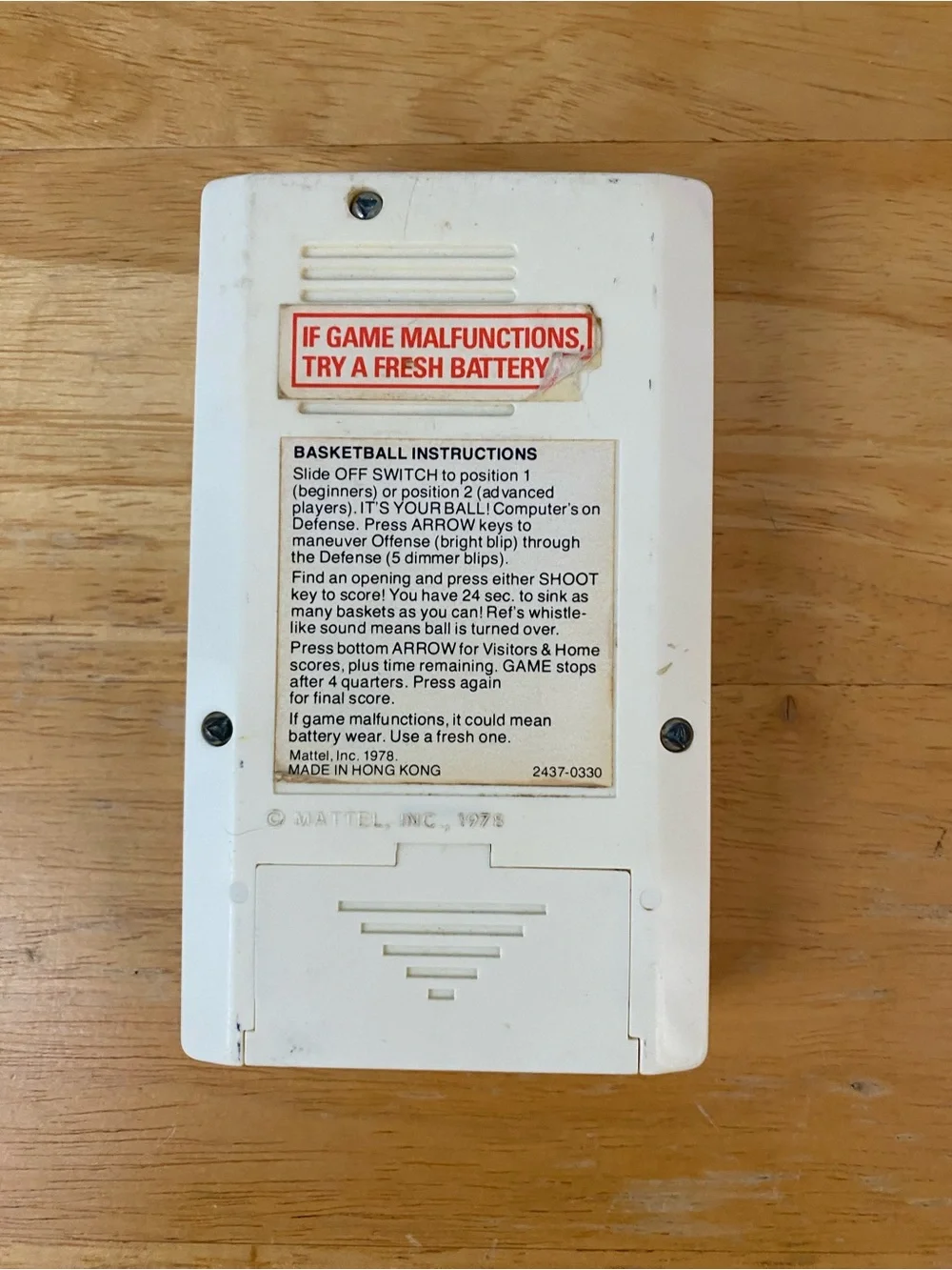 Vintage 1978 Mattel Electronics Handheld Basketball Game